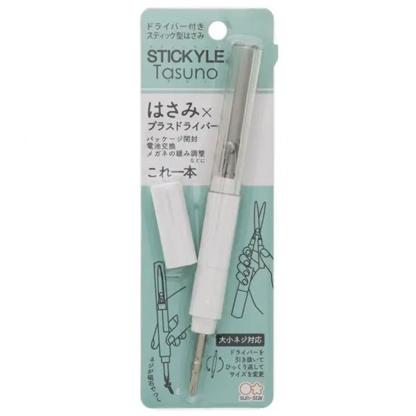 日本 sun-star Tasuno 螺絲起子兩用筆型剪刀/ 白