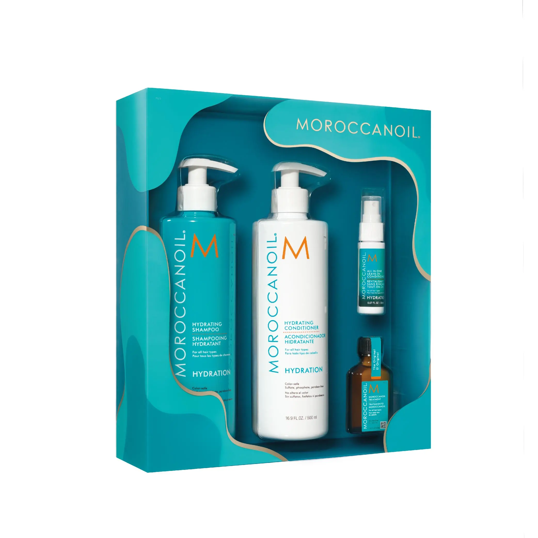 MOROCCANOIL優油超潤洗護禮盒(保濕水潤洗髮露500ML+保濕水潤護髮劑500ML+高效保濕噴霧20ML+摩洛哥優油25ML) 送優油沐浴膠120ML