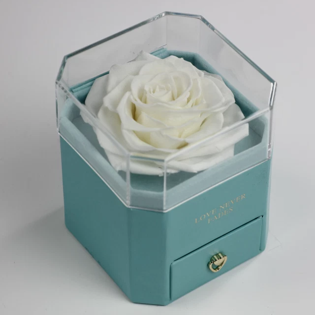 【NY Flower 紐約花藝】Never Fades 永不消褪的愛永生恆星花首飾盒 - 雪霜白