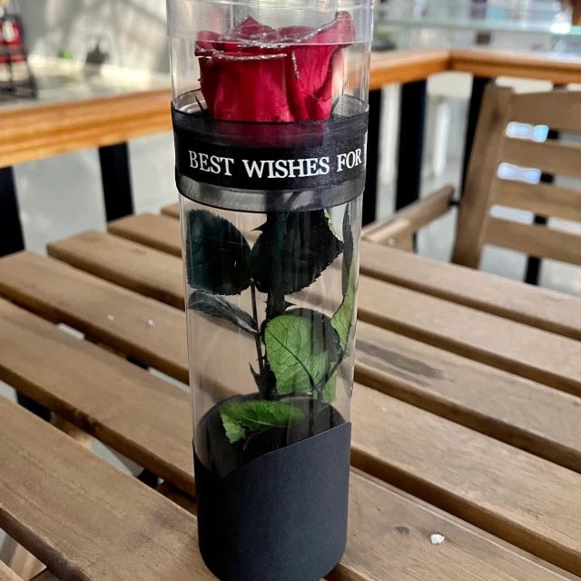 【NY Flower 紐約花藝】ROSE ONLY 永生恆星花短枝玫瑰花 - 雙色紅銀邊