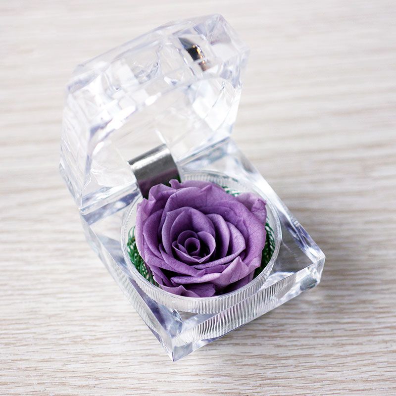 【NY Flower 紐約花藝】12/21 ~ 1/20 Capricorn 摩羯座生日限定禮 SAY YES 永生恆星戒盒永生花 - 紫色 (贈送10ml精油)