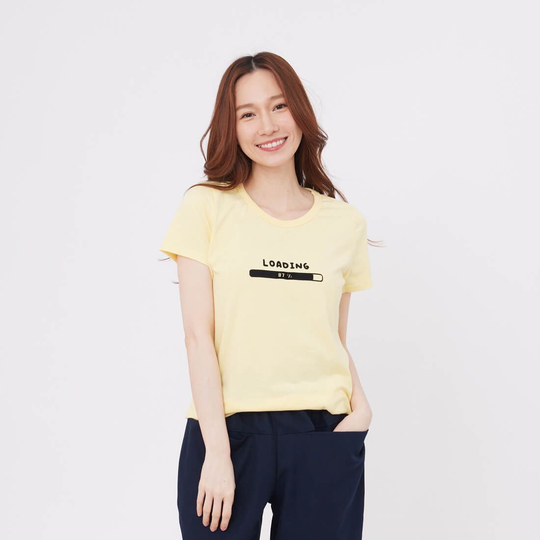 好我 so that's me Loading 87% 短袖 蜜桃棉 女T 鵝黃色/ M