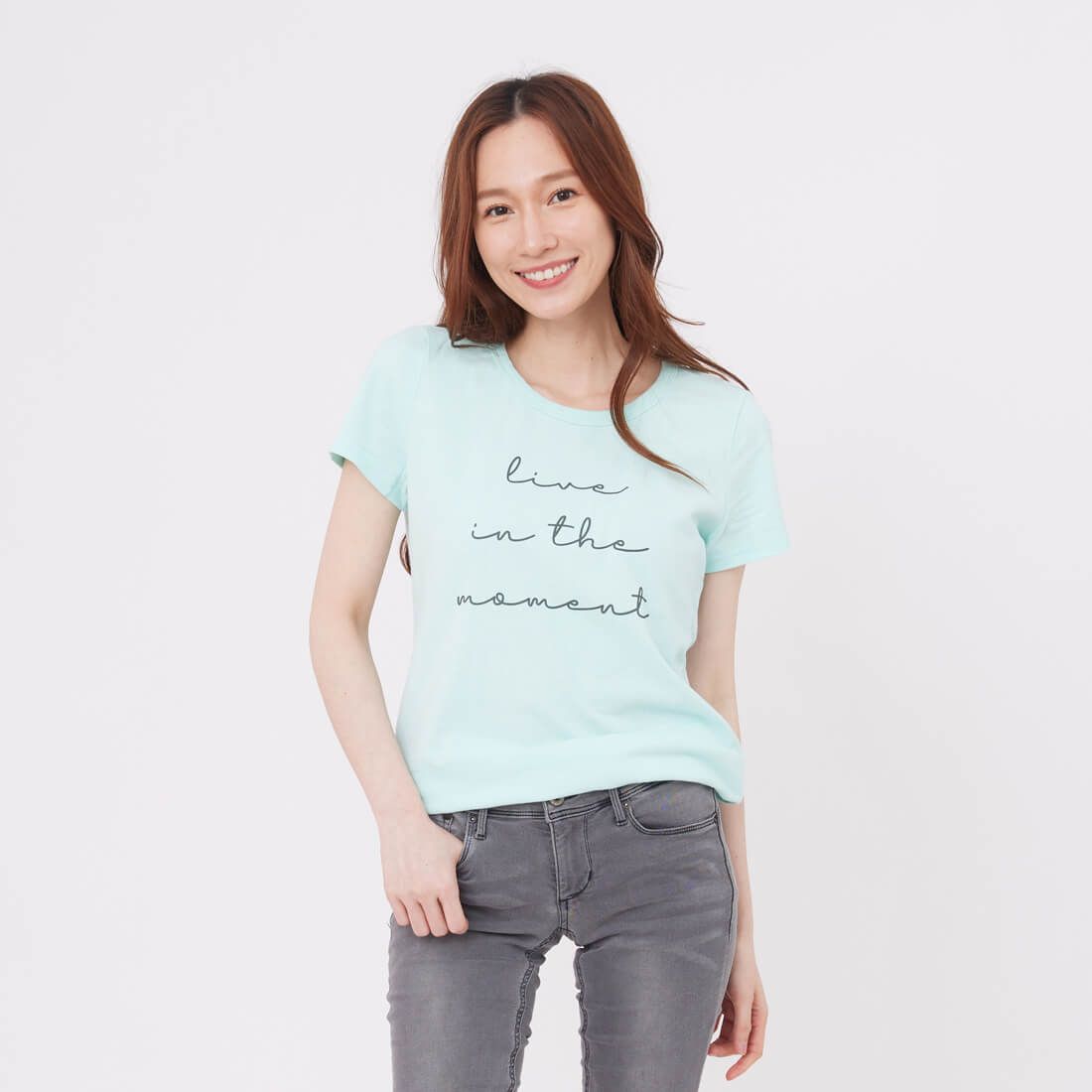 好我 so that's me live in the moment 短袖蜜桃棉女棉T 水綠/ XL