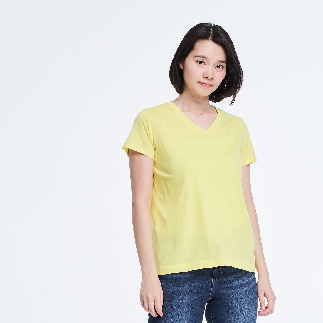 好我 so that's me 珠光棉V領純棉質感TEE/蒲公英黃/ M