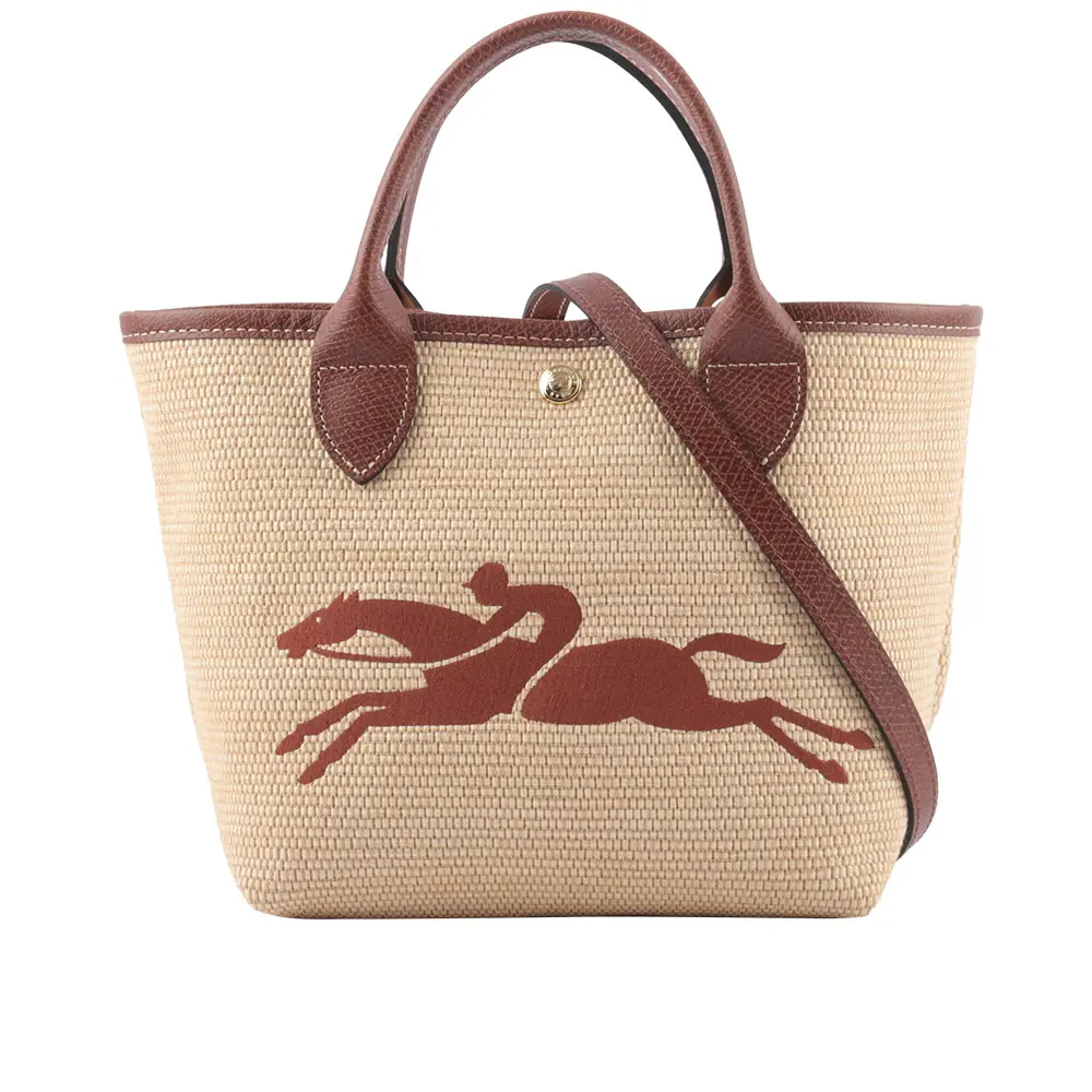 【LONGCHAMP】S號 LE PANIER PLIAGE 草編二用包(棕色)/平行輸入