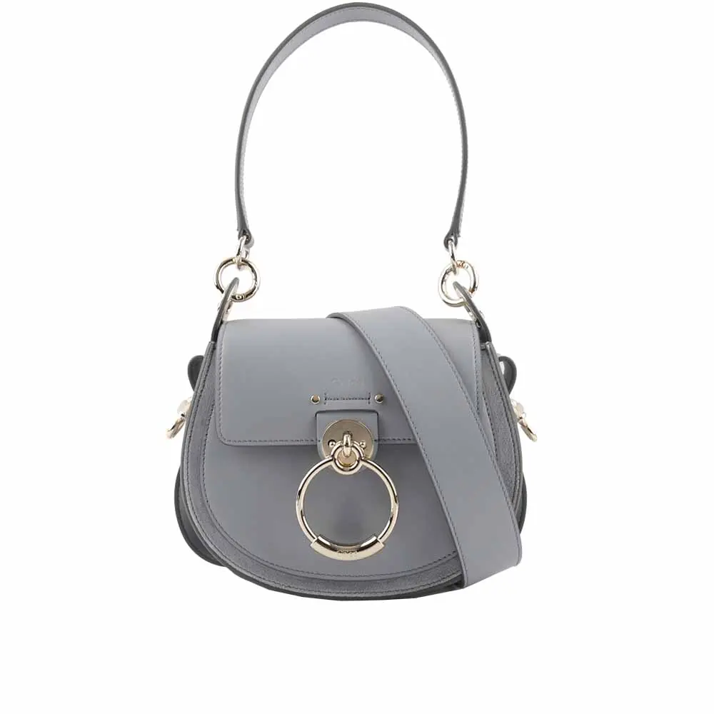 【CHLOE'】Tess Small Bag 小牛皮拼麂皮肩背/斜背二用包(風暴藍)/平行輸入