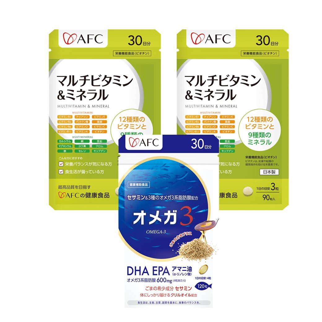 【AFC】Omega-3魚油一入+成人綜合維他命錠兩入組