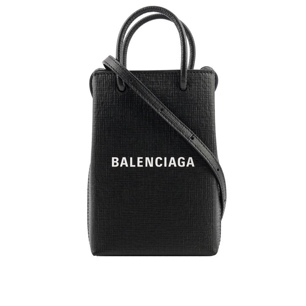 【BALENCIAGA】Logo購物手機袋(黑色)/平行輸入