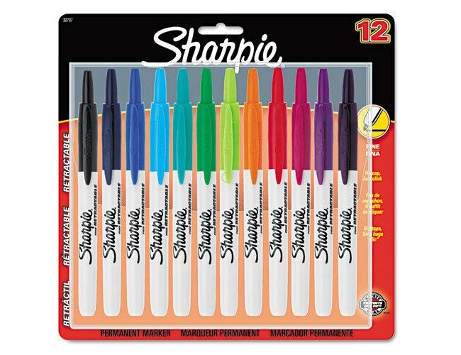Sharpie Fine 12色按鍵式萬用筆組/ 粗字