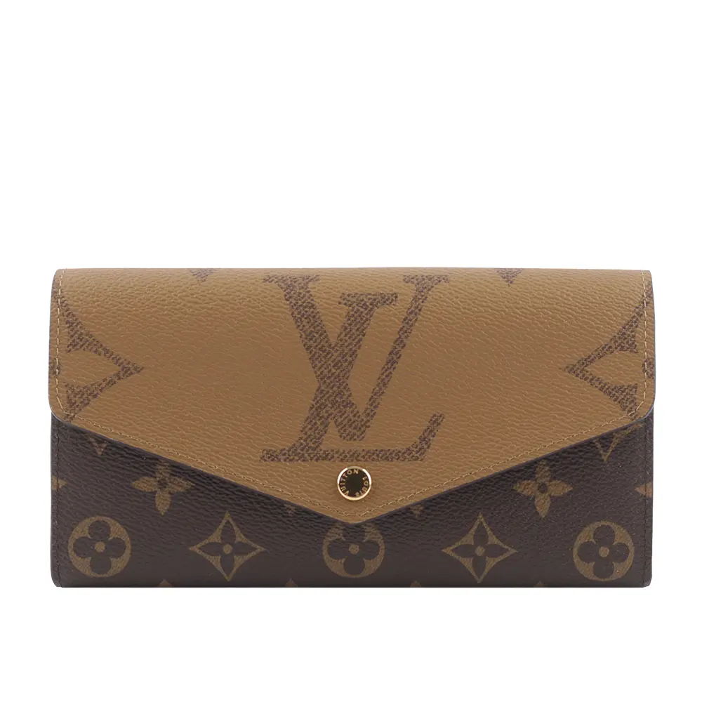 【Louis Vuitton 路易威登】Monogram Sarah 雙色帆布發財長夾(棕色) M80726/平行輸入