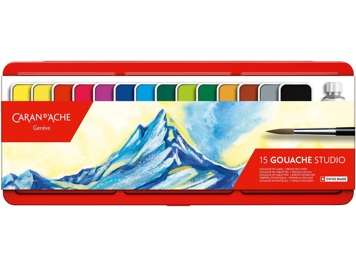 CARAN D'ACHE GOUACHE塊狀廣告顏料/15色 +筆刷