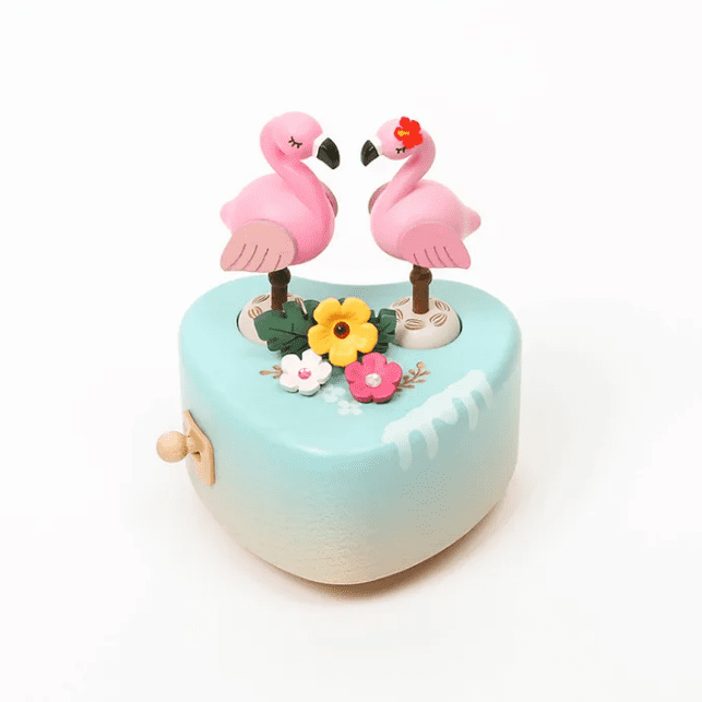 Wooderful life迷你愛心雙旋轉音樂鈴/ 火鶴翻糖蛋糕