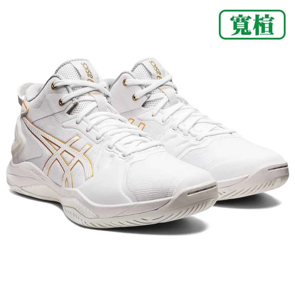 ASICS GELBURST 26 寬楦 男女籃球鞋 速度型 透氣 白x金/ 29cm