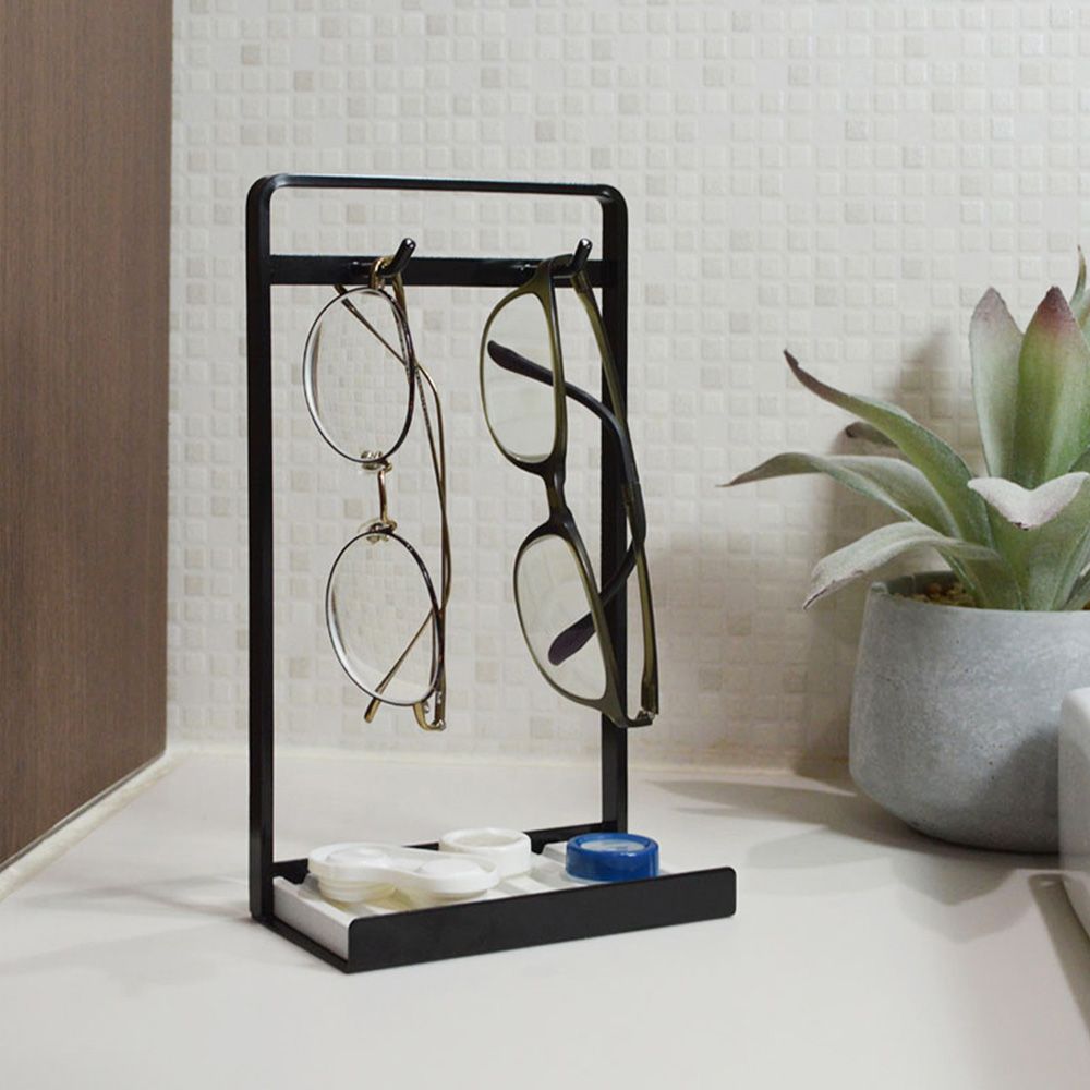 日本COLLEND 鋼製飾品/眼鏡收納掛架(附珪藻土墊)-/ 摩登黑