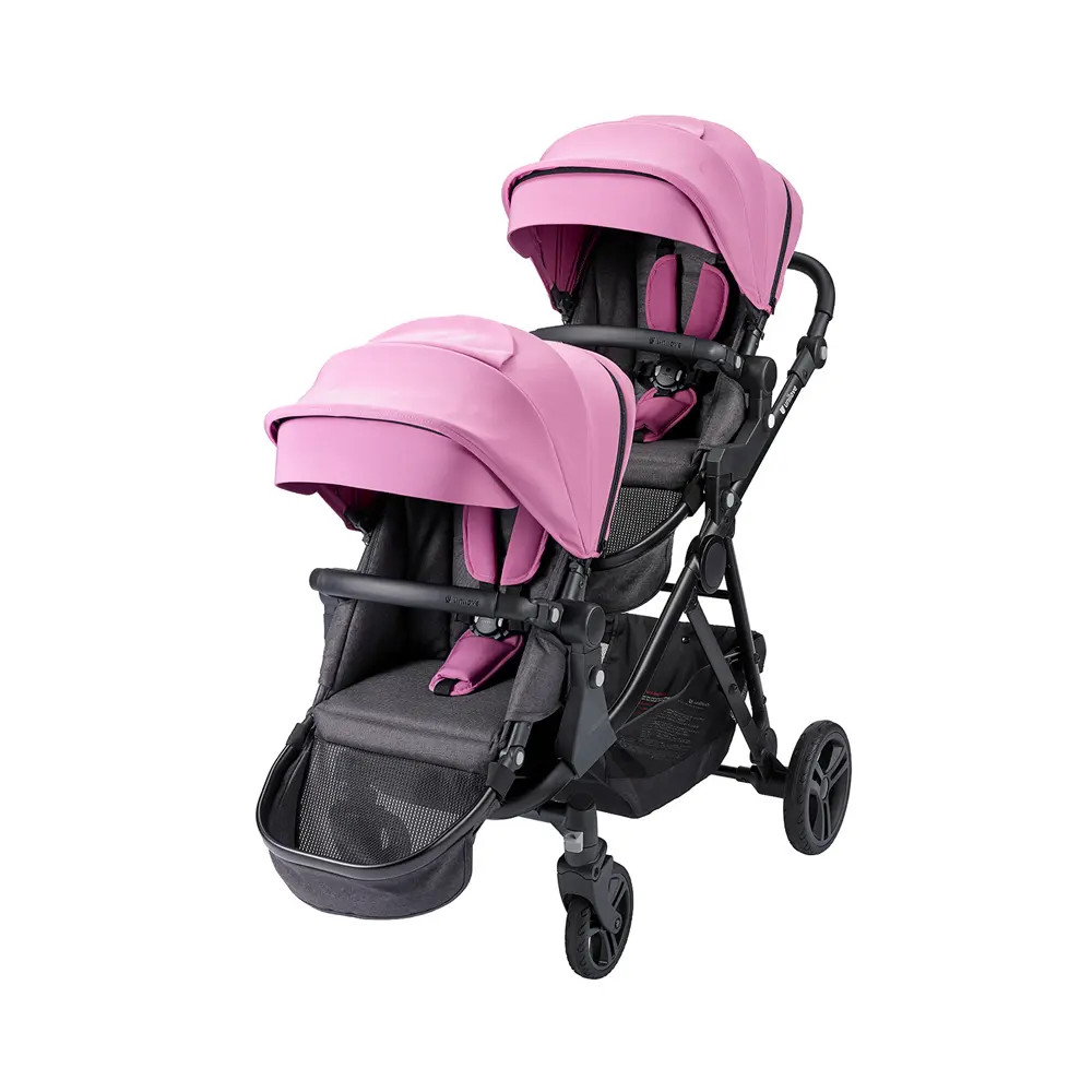 雙寶一車闖天下➤英國 unilove Dlxtour 百變休旅雙人推車(可轉換成單人模式)/ 玫瑰粉