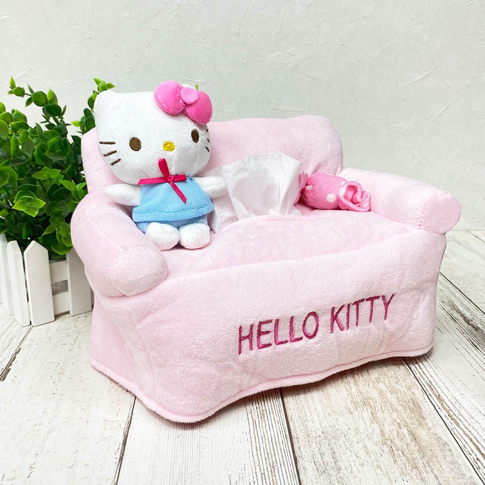 【百科良品】Kitty凱蒂貓 超萌絨毛沙發立體造型 面紙盒 衛生紙盒 面紙套(正版授權)-粉