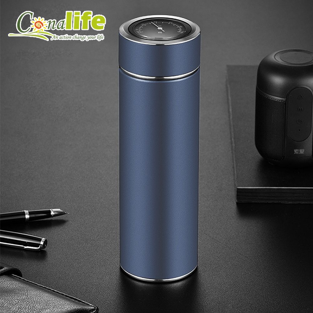 Conalife 優質304機械指針保溫隨行杯450ML (1入)-藍色