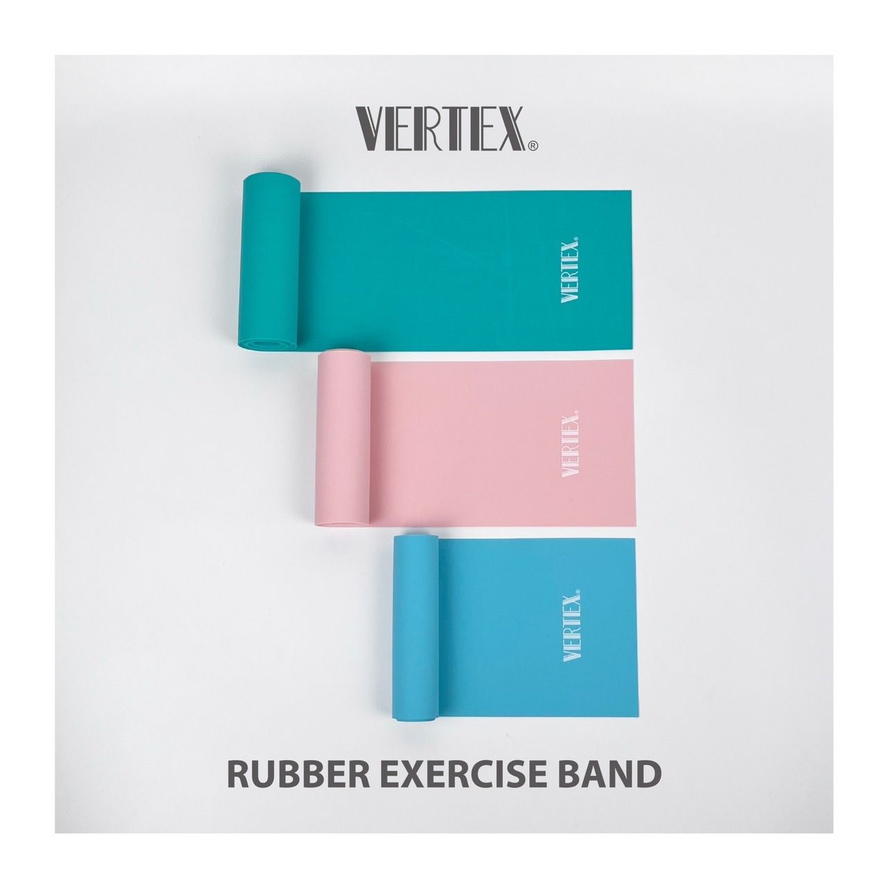 VERTEX Latex-Free瑜珈彈力帶/ 淺藍+粉紅+深綠/ 三入組合