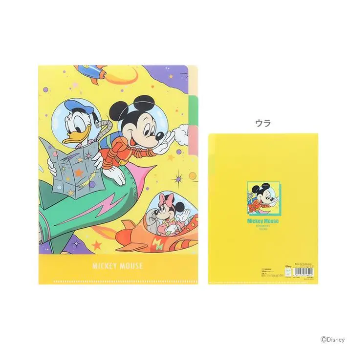 日本 sun-star Disney Retro Art Collection L型資料夾/ A5/ 3層/ 米奇