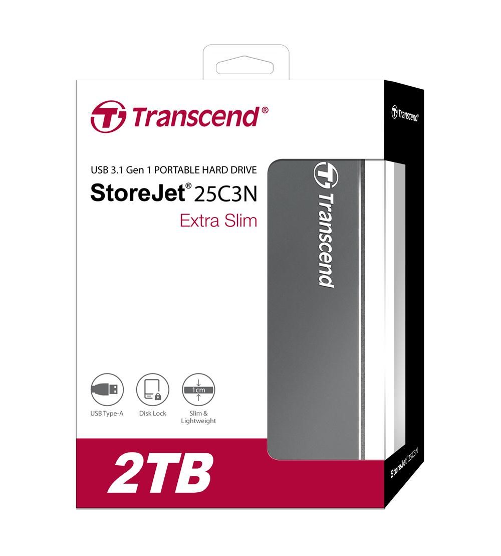 Transcend 創見 StoreJet 25 C3N 2TB USB3.1 2.5吋極致輕薄 行動硬碟(TS2TSJ25C3N)