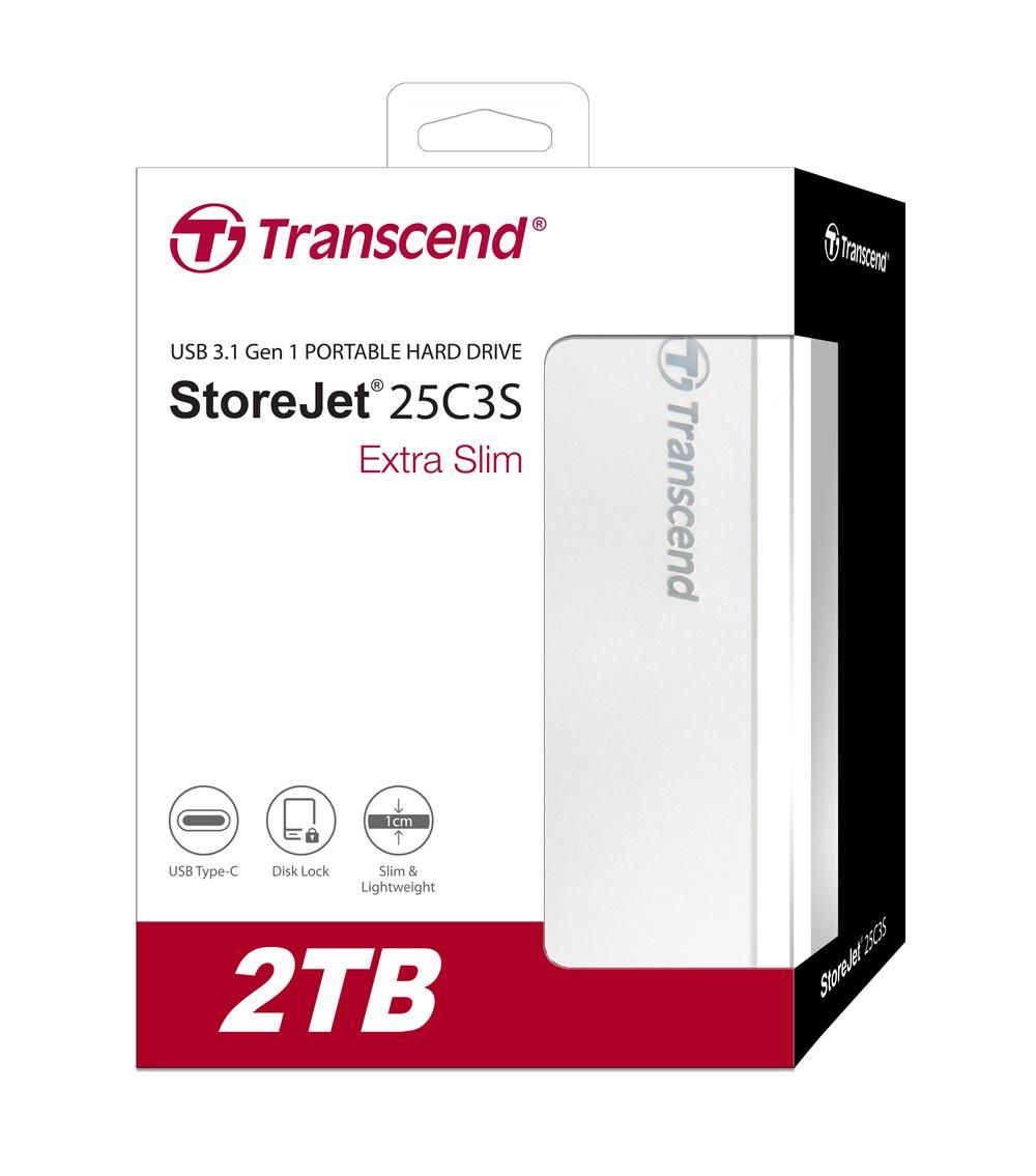 Transcend 創見 StoreJet 25 C3S 2TB Type C 2.5吋極致輕薄 行動硬碟(TS2TSJ25C3S)