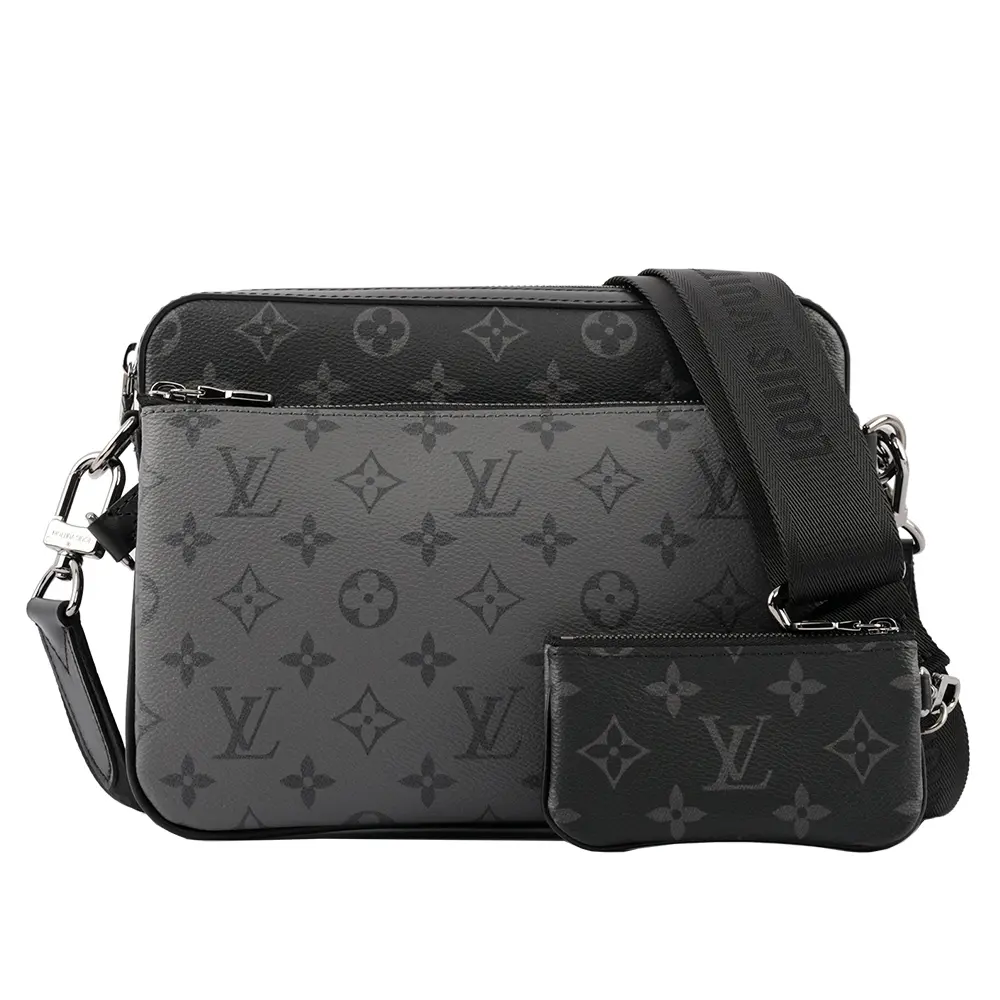 【Louis Vuitton】Monogram TRIO 三合一郵差包(黑灰色) M69443/平行輸入