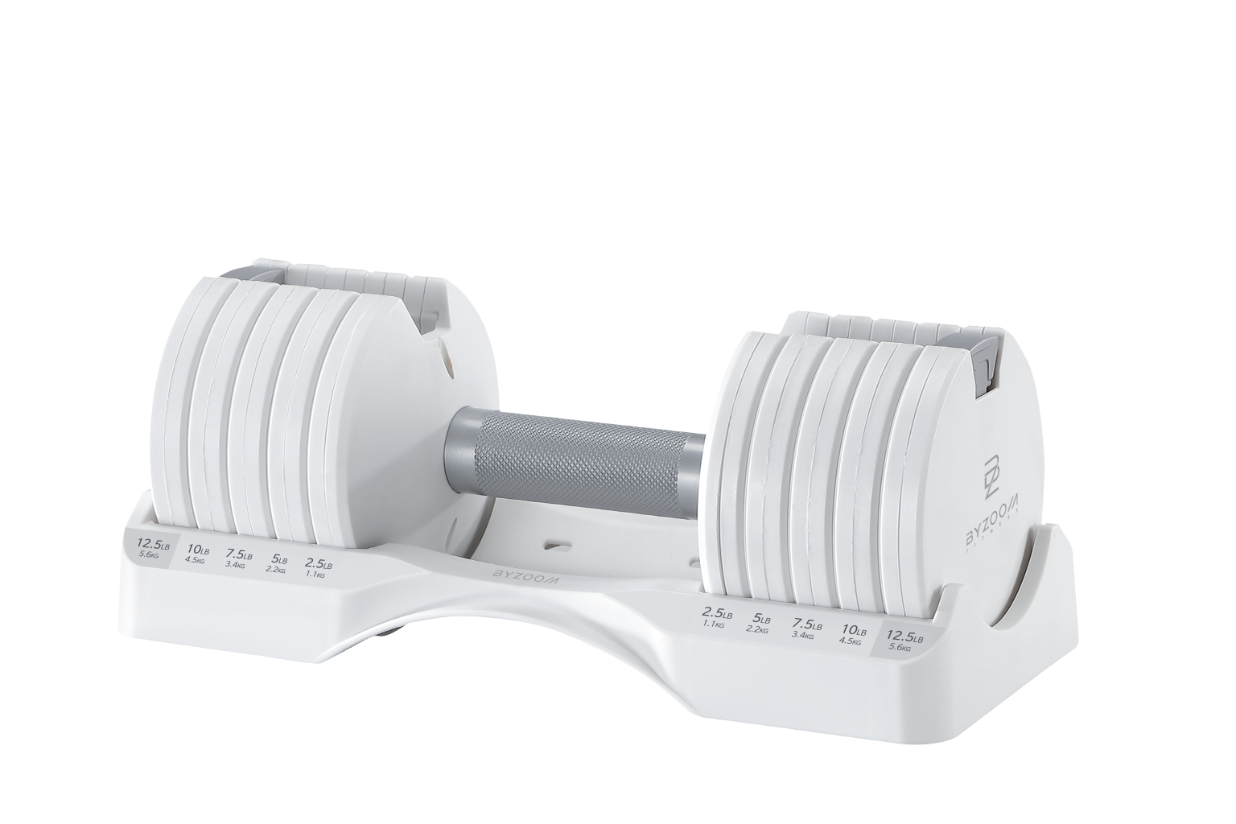 BYZOOM FITNESS Pure Series可調式啞鈴5.6kg (12.5LB)5段重量秒速調整組/ 單支