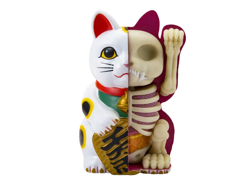 香港 4D MASTER 招財貓 / 原色/ 9.2CM