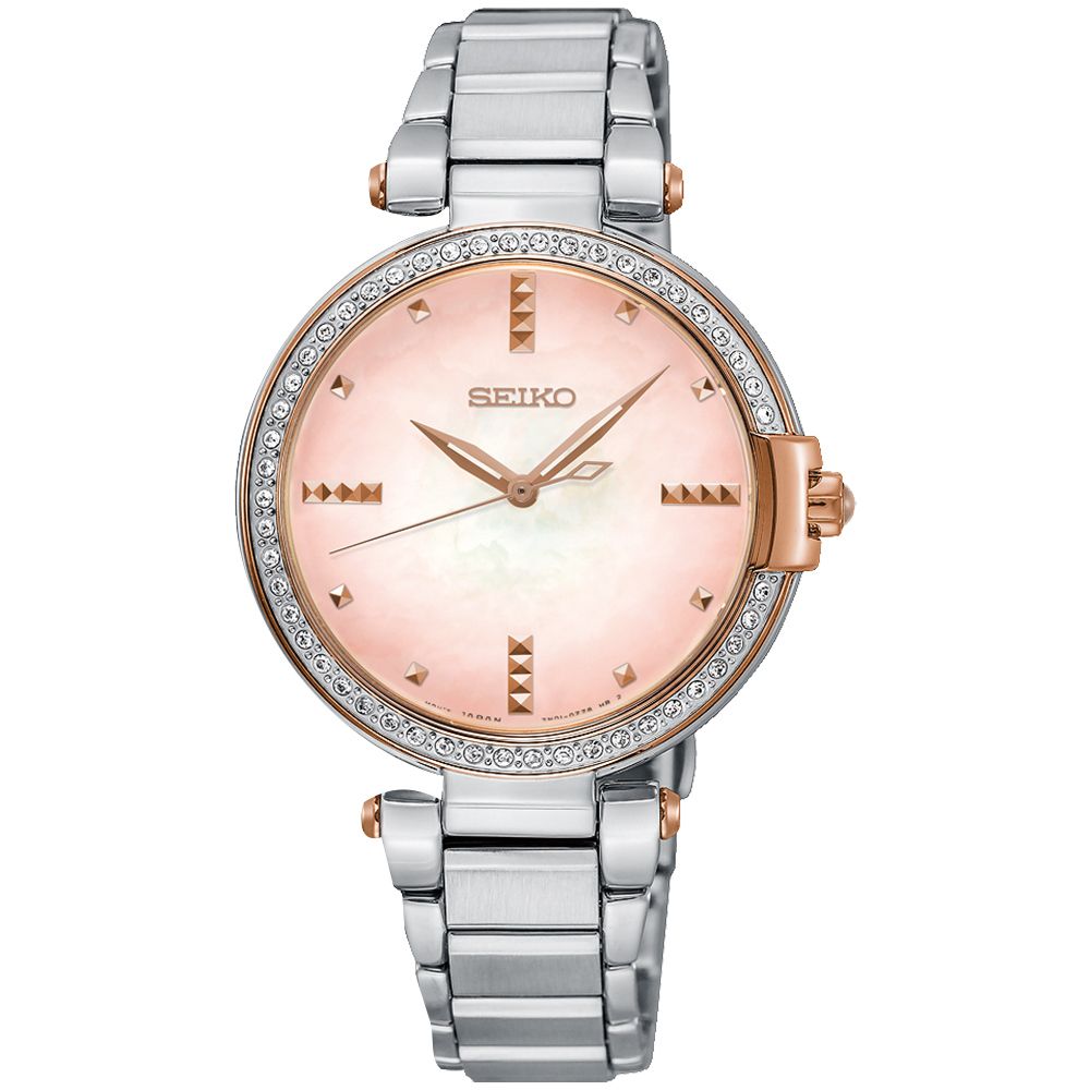 SEIKO 精工 CS系列名媛晶鑽女錶-粉x銀/32mm 7N01-0KH0P(SRZ514P1)