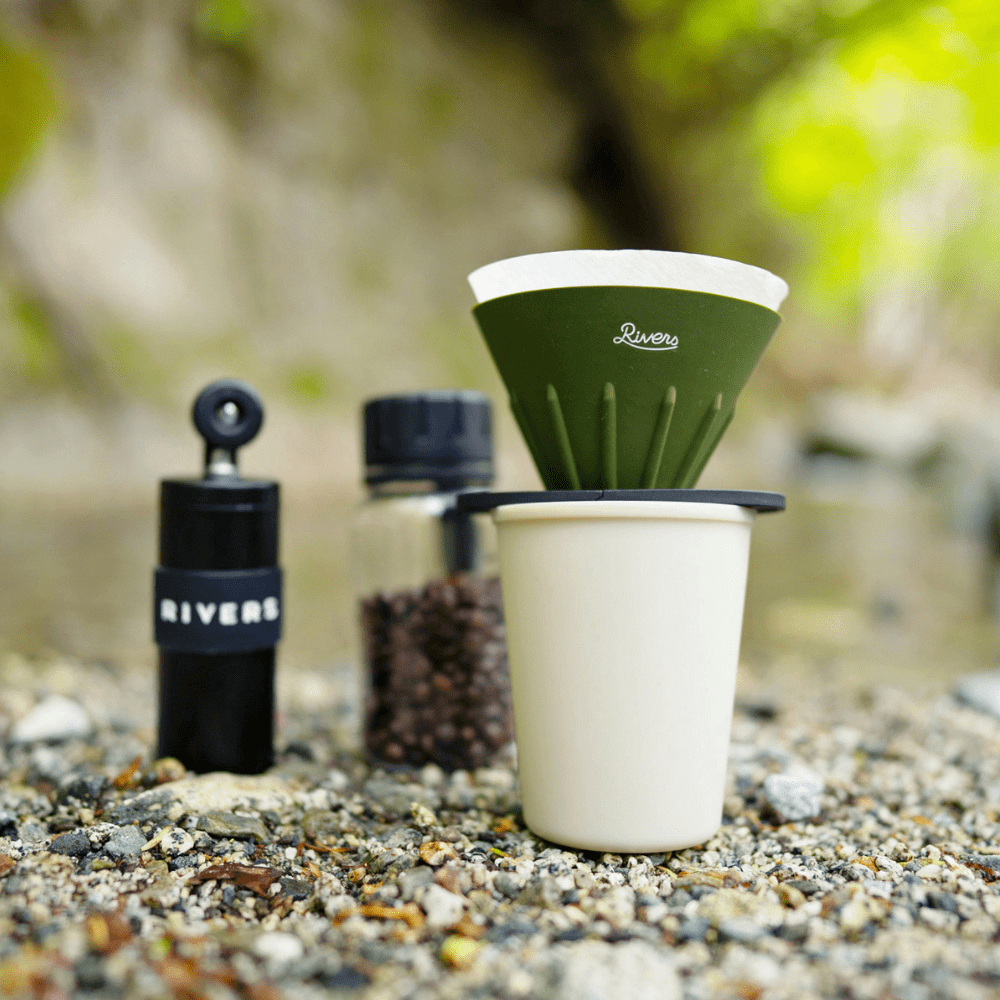 RIVERS COFFEE DRIPPER翻轉矽膠濾杯二件組/ 橄欖綠