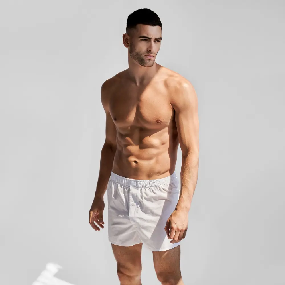 Bread & Boxers 兩件組 Boxer Short 有機棉男用鬆身四角內褲/ 白/ S