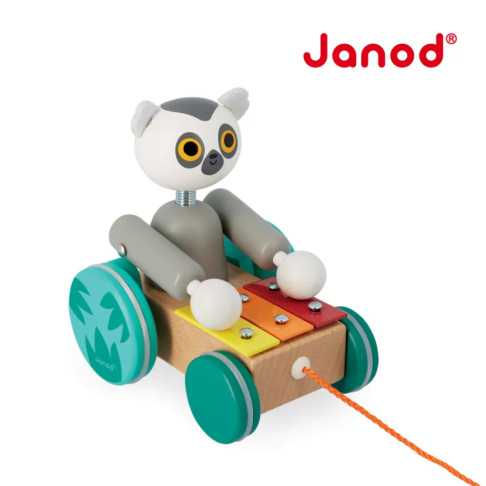 Janod雨林大冒險/ 狐猴鐵琴拉車