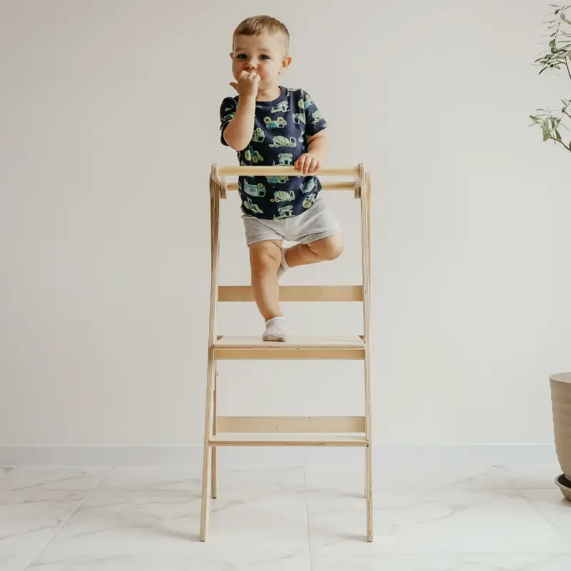 化身家事小幫手➤Architoyz LELEKA樂樂咖輕薄款兒童學習梯/ 原木色