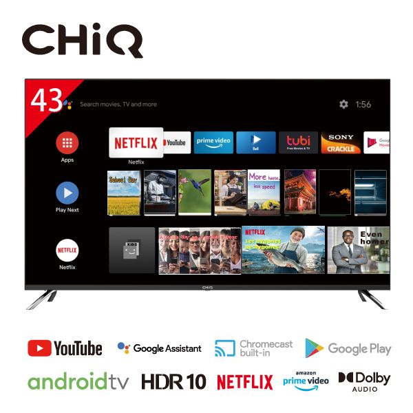 【限量尾數機下殺】CHiQ 啟客 43型4KHDR Google TV chromecast杜比全景聲全面屏液晶顯示器CQ-43ADF93 (含基本安裝+舊機回收)