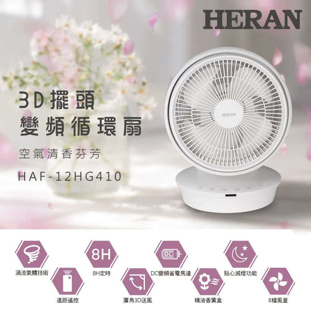 【限量福利品】HERAN禾聯12吋3D擺頭 DC變頻循環扇 HAF-12HG410