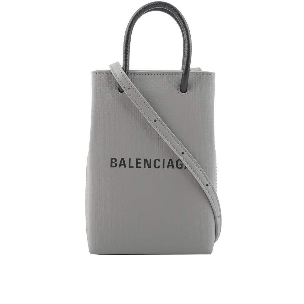 【BALENCIAGA】Logo購物手機袋(灰色)/平行輸入/BA19100333