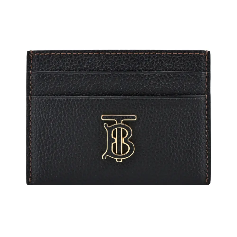 BURBERRY TB LOGO 粒面皮革卡片夾任選)/ 黑色/平行輸入