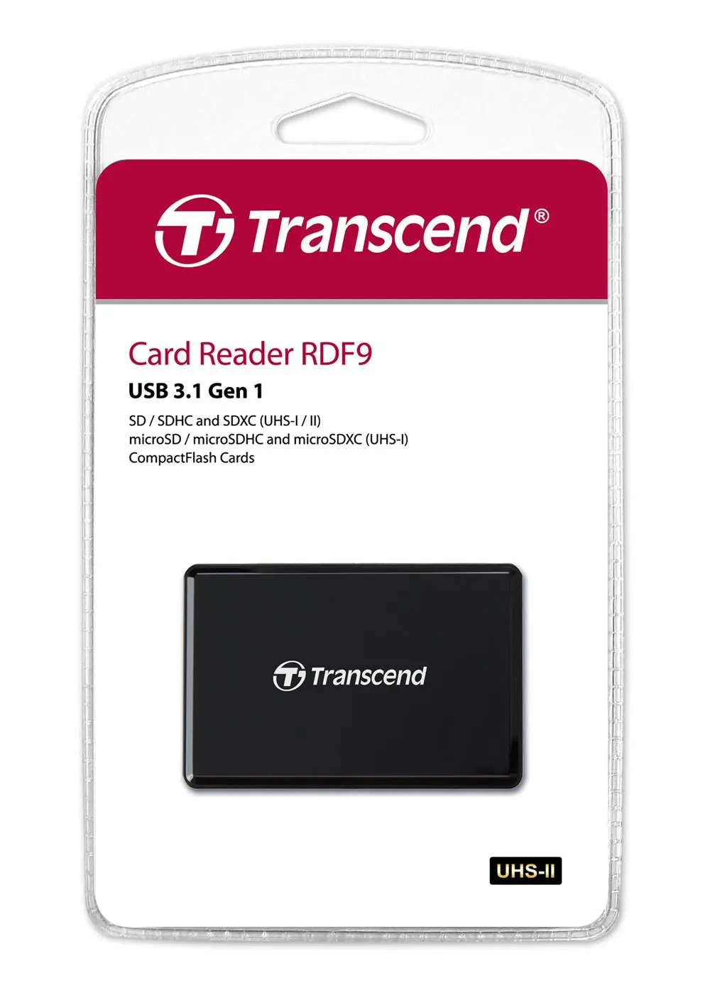 Transcend 創見 RDF9 高速USB 3.1 多合1讀卡機-黑(支援UHS-II SD記憶卡-TS-RDF9K2)