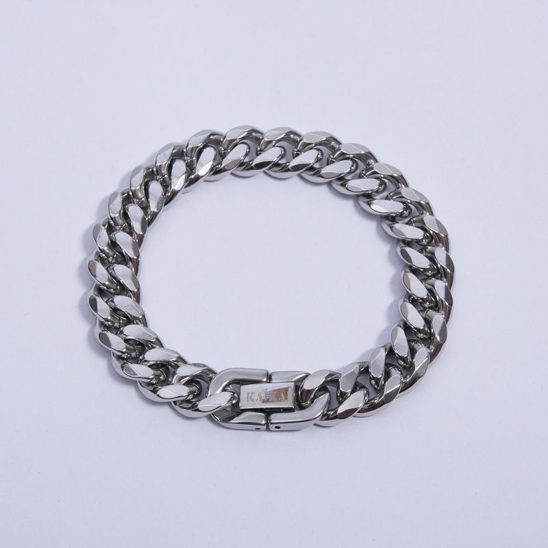 KAI KAI "UNPREDICTABLE" Logo鈦鋼古巴手鍊/ 銀色/ 19cm