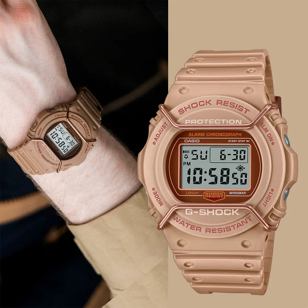 CASIO 卡西歐 G-SHOCK 大地色系啞光金屬電子錶 DW-5700PT-5