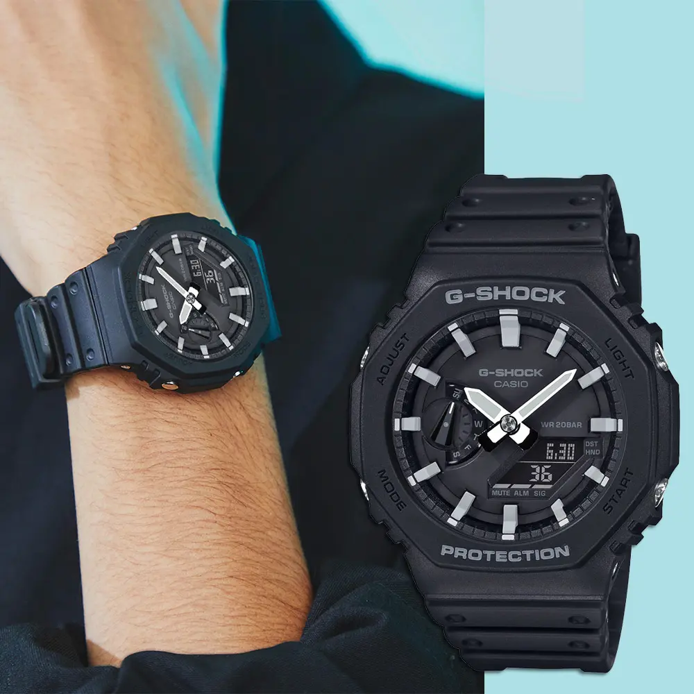 CASIO 卡西歐 G-SHOCK 農家橡樹 八角雙顯電子錶 GA-2100-1A