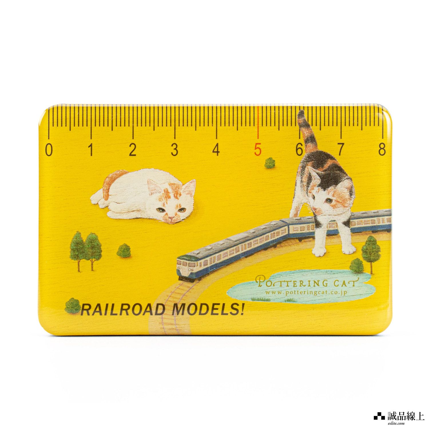 日本 POTTERING CAT 卡片型磁鐵/ 鐵路模型/ 黄