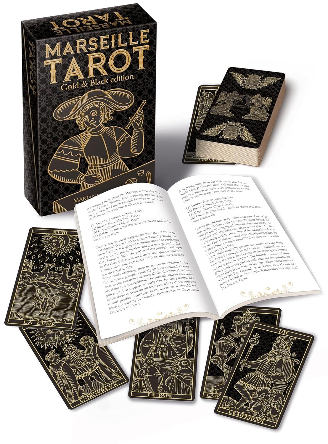 Marseille Tarot: 78 Full Col Cards & Instructions (Gold & Black Ed.)