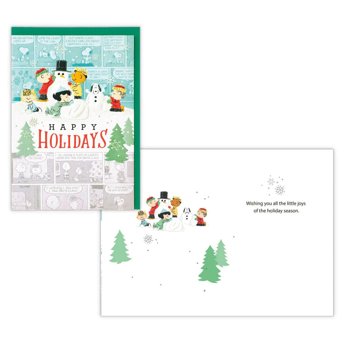美國 Hallmark 聖誕卡/ 史努比/ 玩雪