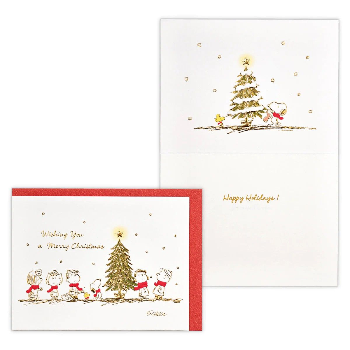 美國 Hallmark 聖誕卡/ 史努比/ 紅色圍巾