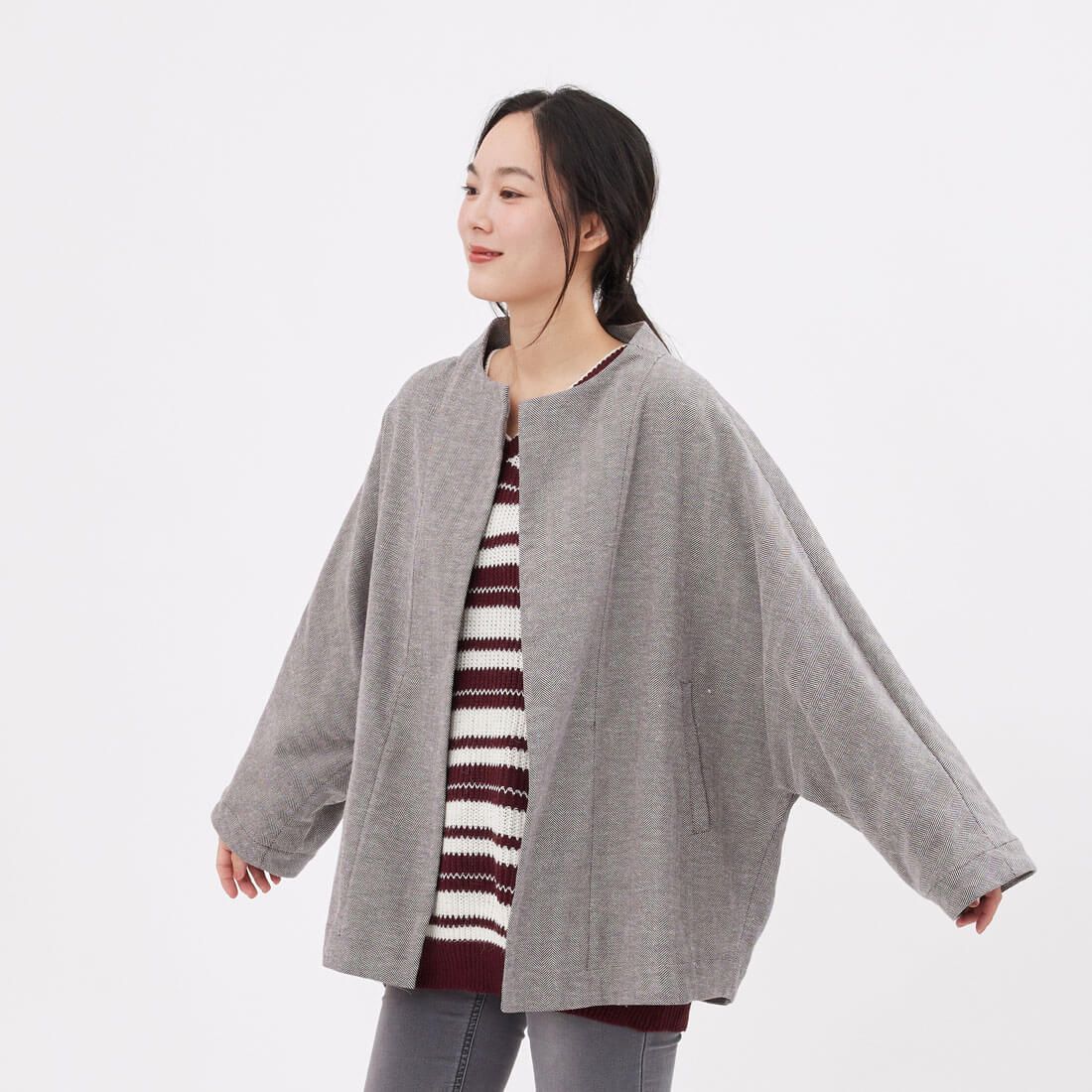 好我 so that's me Donna圓領開襟飛鼠袖外套/灰棕 FREE SIZE
