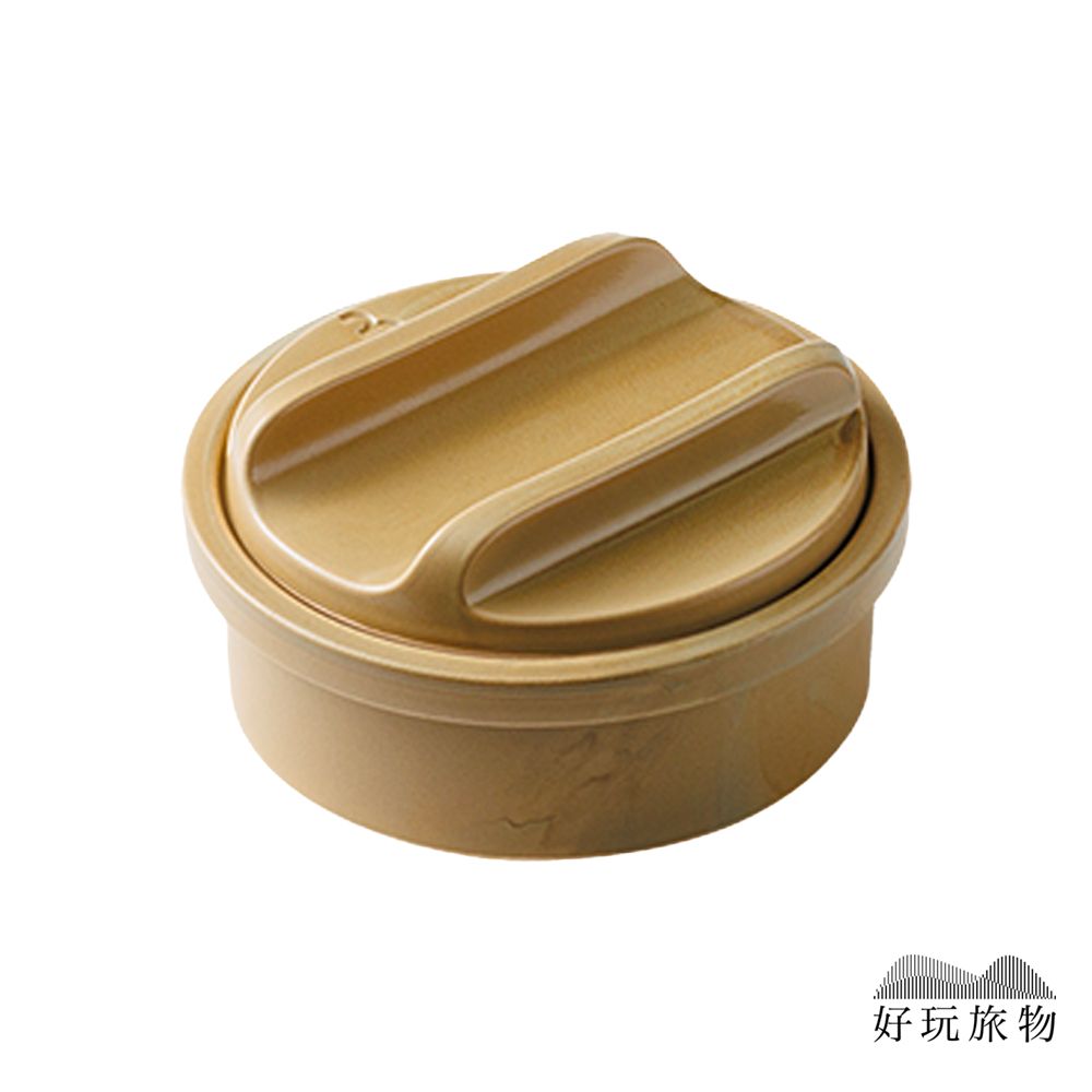 【好玩旅物】日本製職人手作露營居家兩用燉煮小陶鍋/ 卡其色