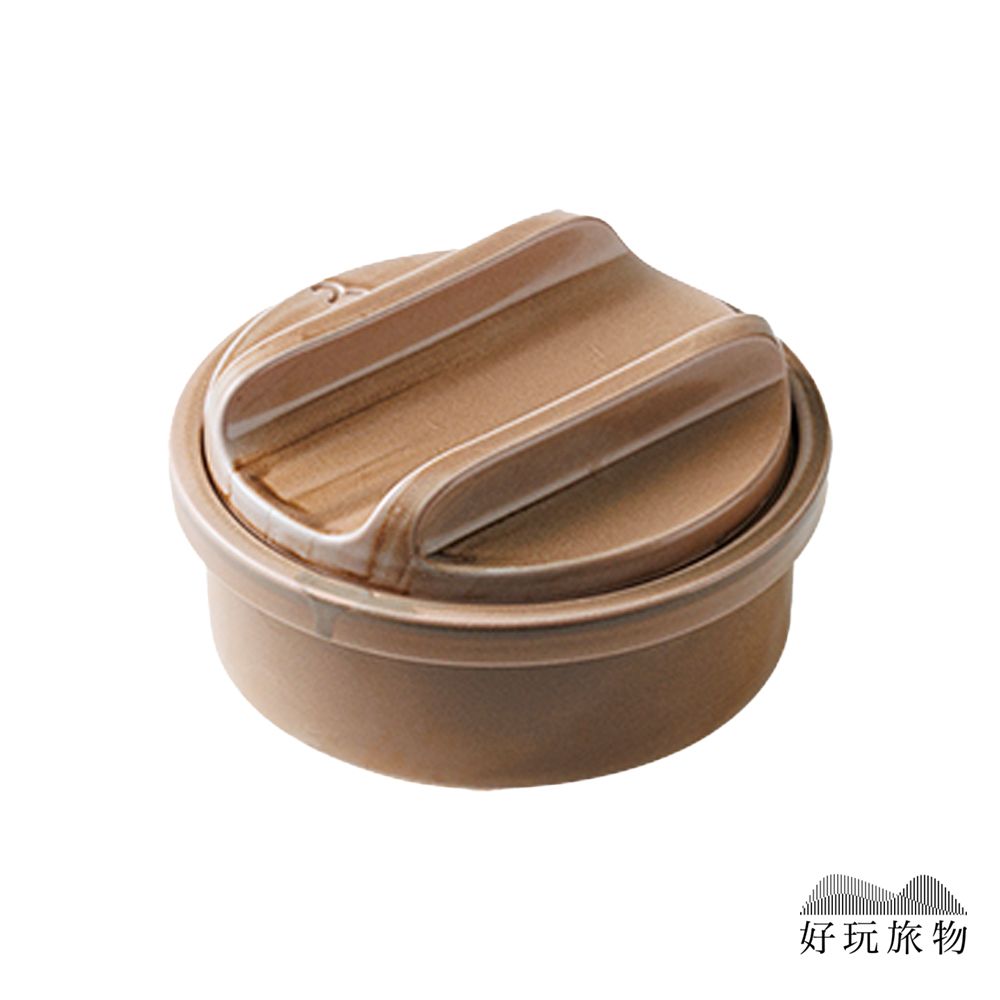 【好玩旅物】日本製職人手作露營居家兩用燉煮小陶鍋/ 咖啡色