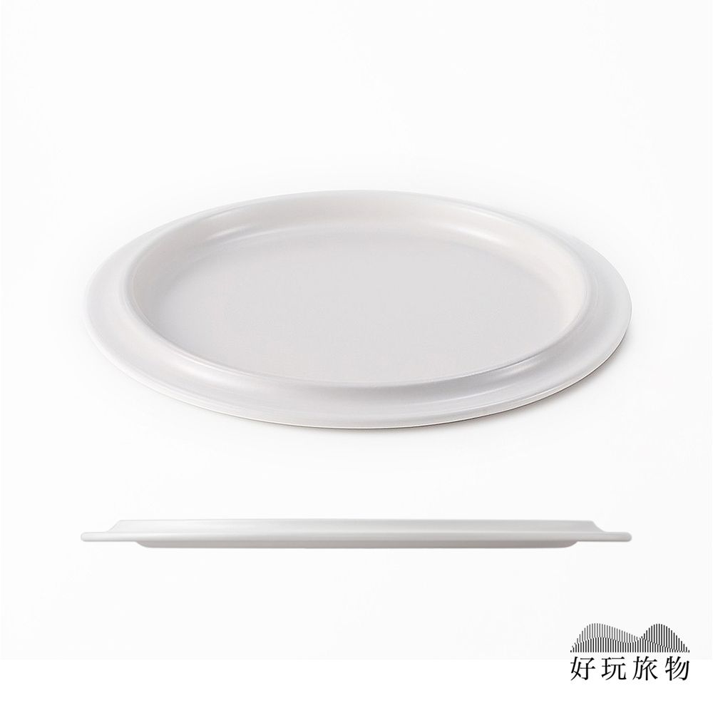 【好玩旅物】 30cm_日本製露營居家兩用琺瑯瓷餐盤/ 30cm/ 白色