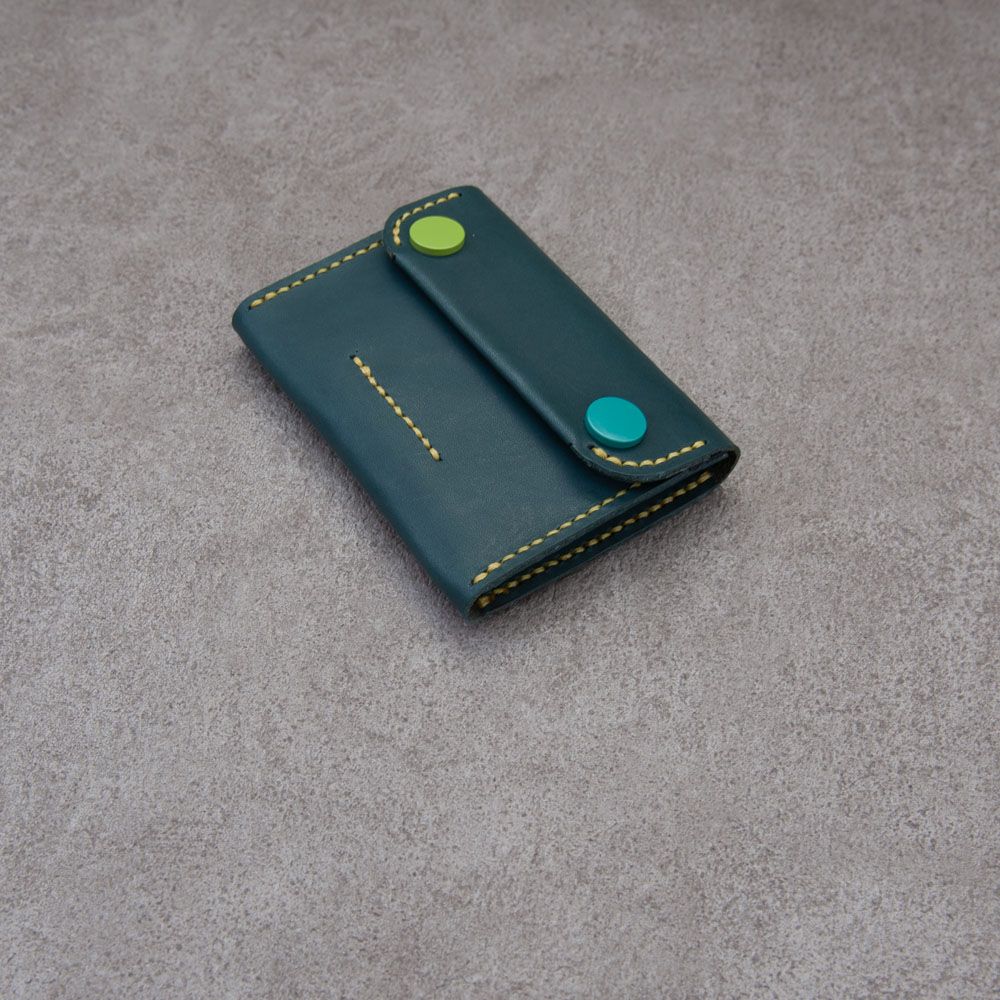 Be Two 機械錢包 雙釦錢包 名片 卡套 票卡 零錢 card holder 真皮/ 湖水藍機械人錢包